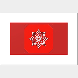 Bright Red Kaleidoscope Pattern (Seamless) 5 Posters and Art